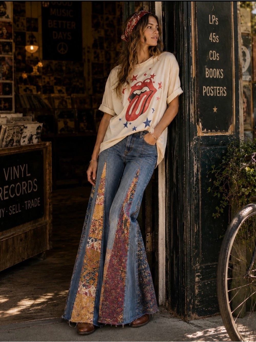 NWT Daydreamer Rolling Stones Band Merch Tee Stars Graphic Dirty White Medium